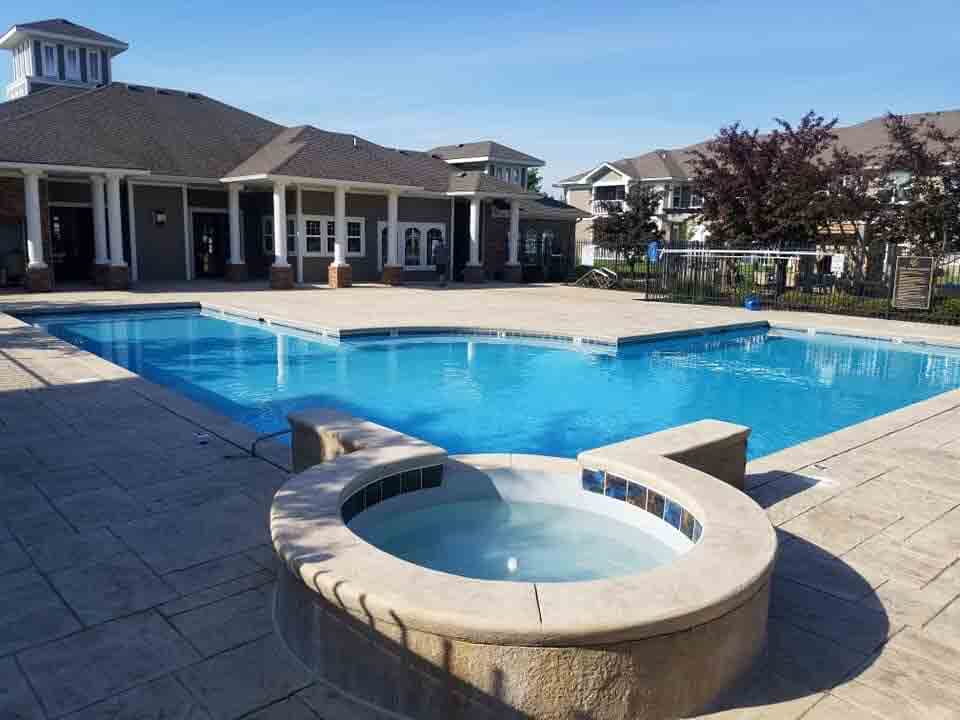 Beautifully concrete stained pool patio in Indianapolis