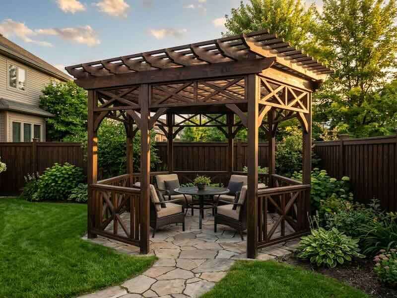 Freshly Stained Gazebo in Zionsville IN