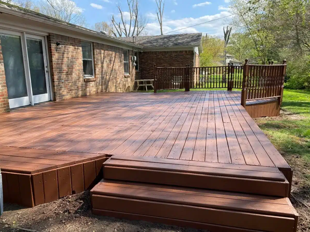 Stained deck with steps