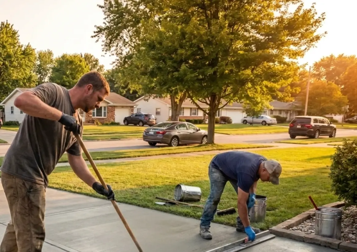 Penetrating sealer protecting a residential concrete driveway in Noblesville, IN