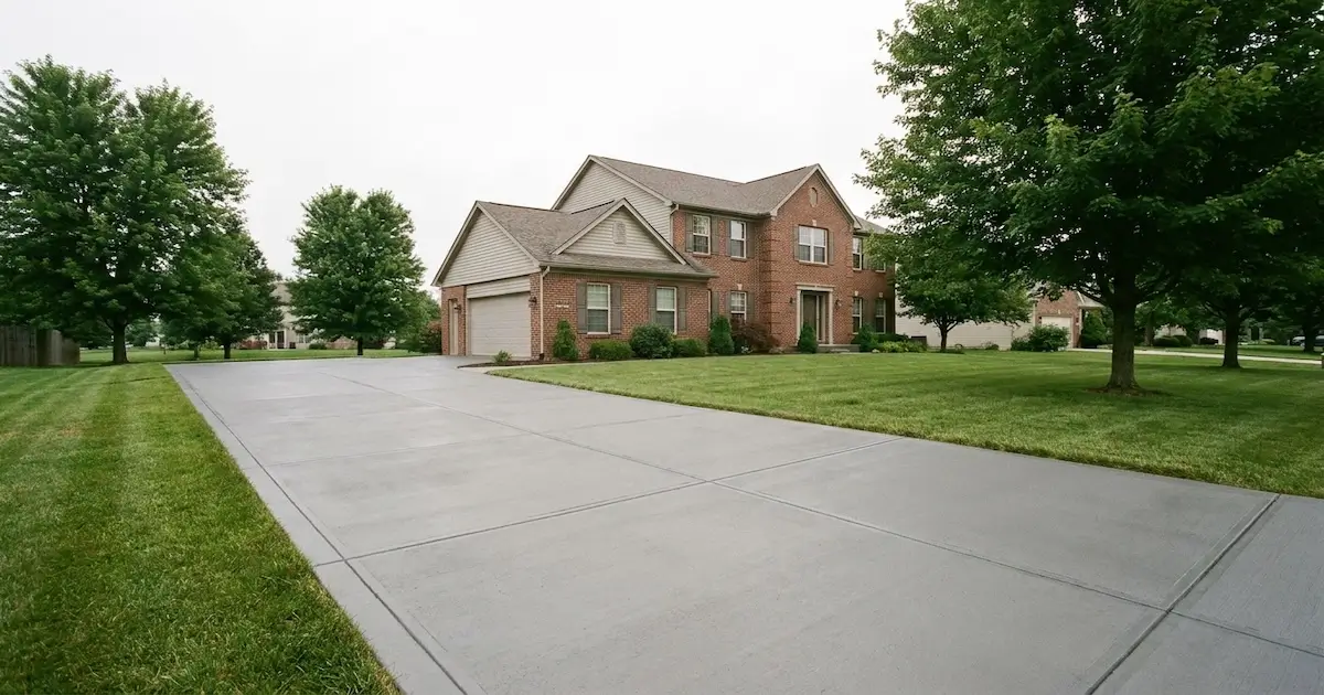 Freshly sealed concrete driveway at a Plainfield, Indiana home